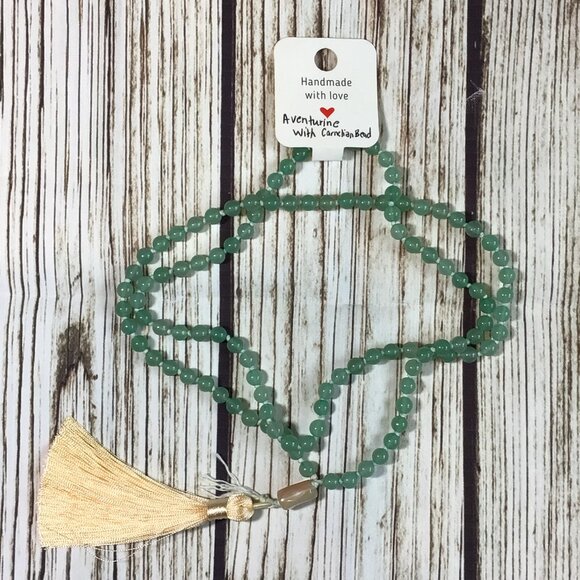 Mindful Movement Moab Jewelry - Aventurine Gemstone Bead Handmade Beaded Mala Necklace